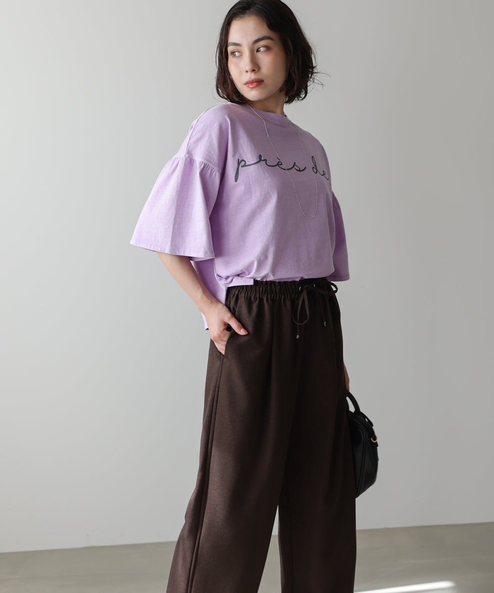 天竺フレアスリーブプリントTee