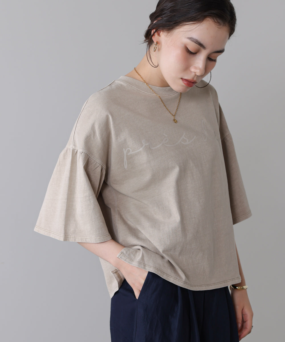 天竺フレアスリーブプリントTee