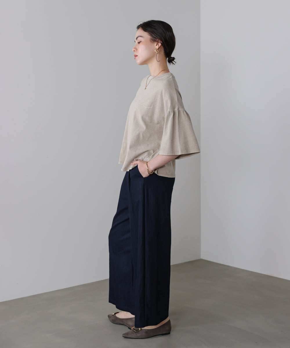 天竺フレアスリーブプリントTee