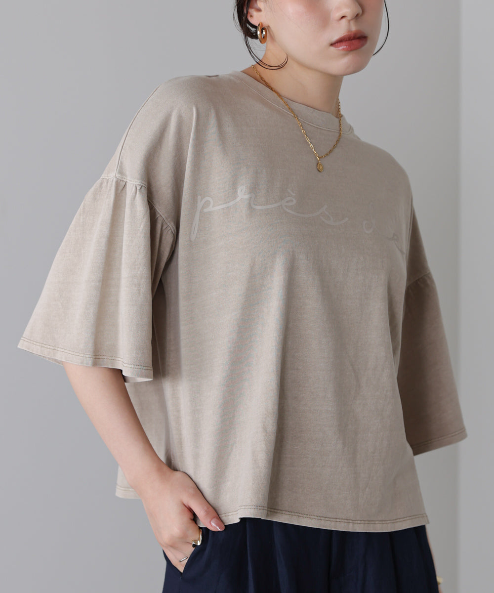 天竺フレアスリーブプリントTee