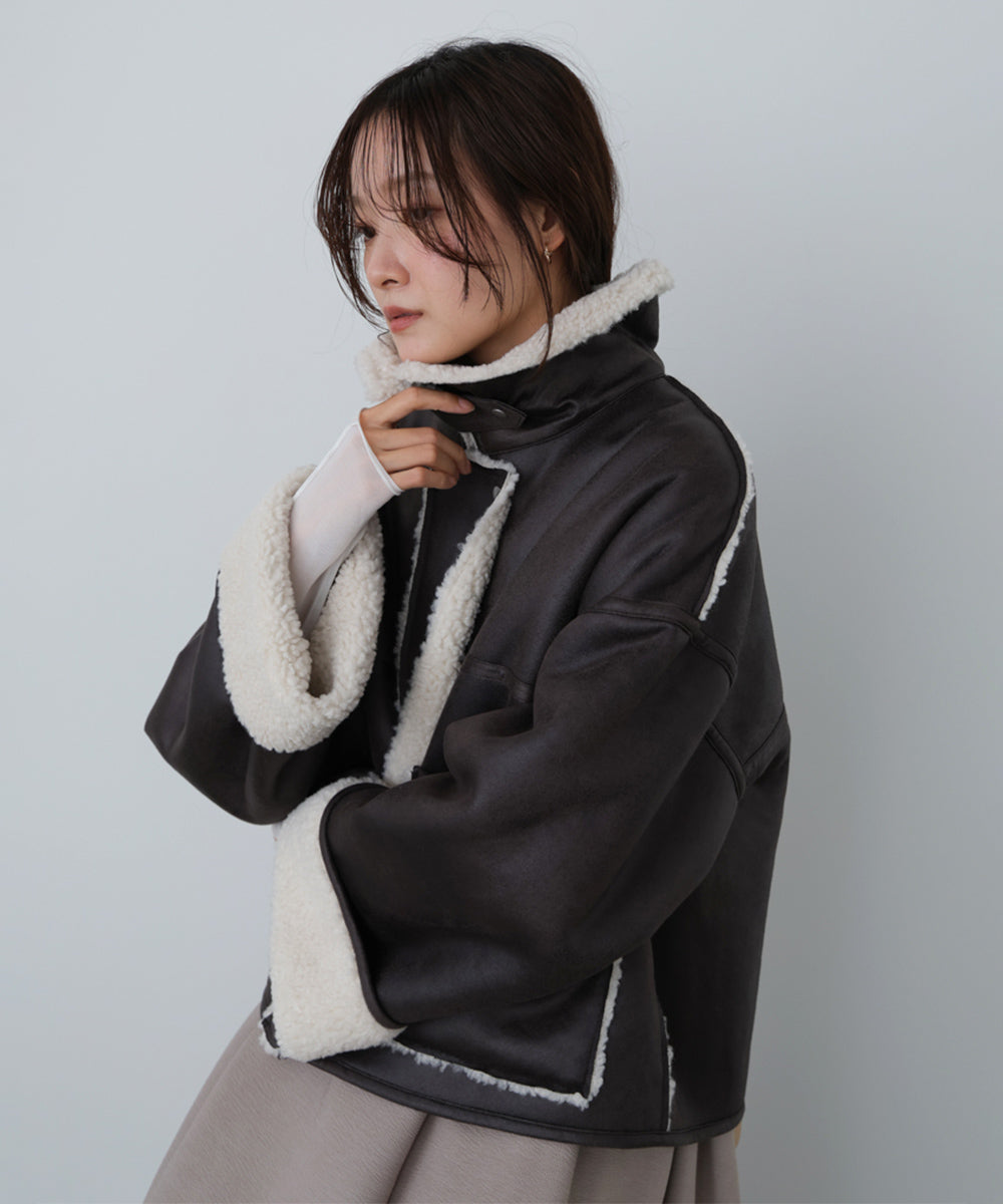 フェイクスエード×ボアボンディングムートンブルゾン