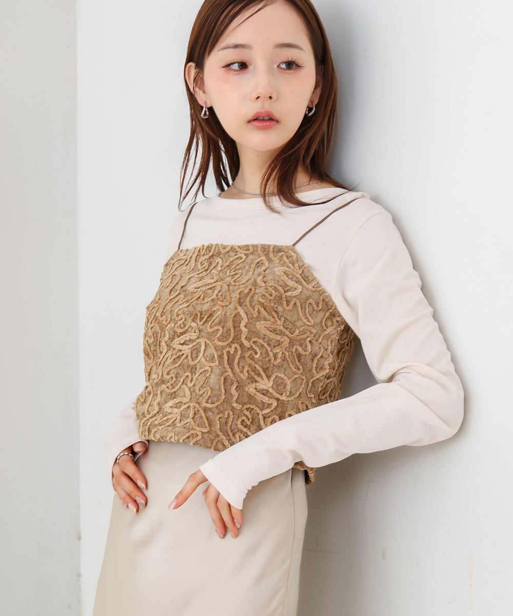 コード刺繍ベロアビスチェ