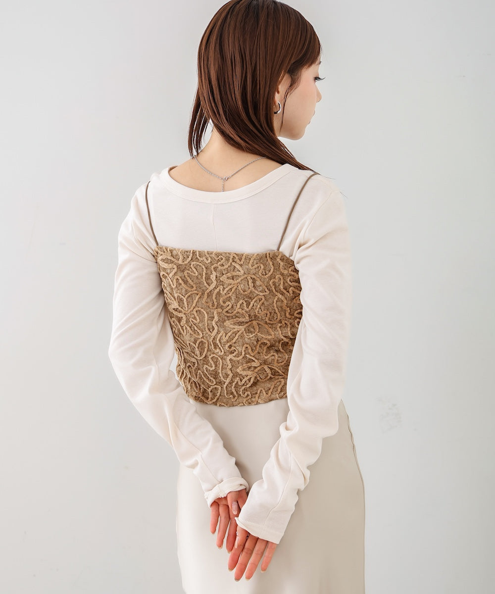 コード刺繍ベロアビスチェ