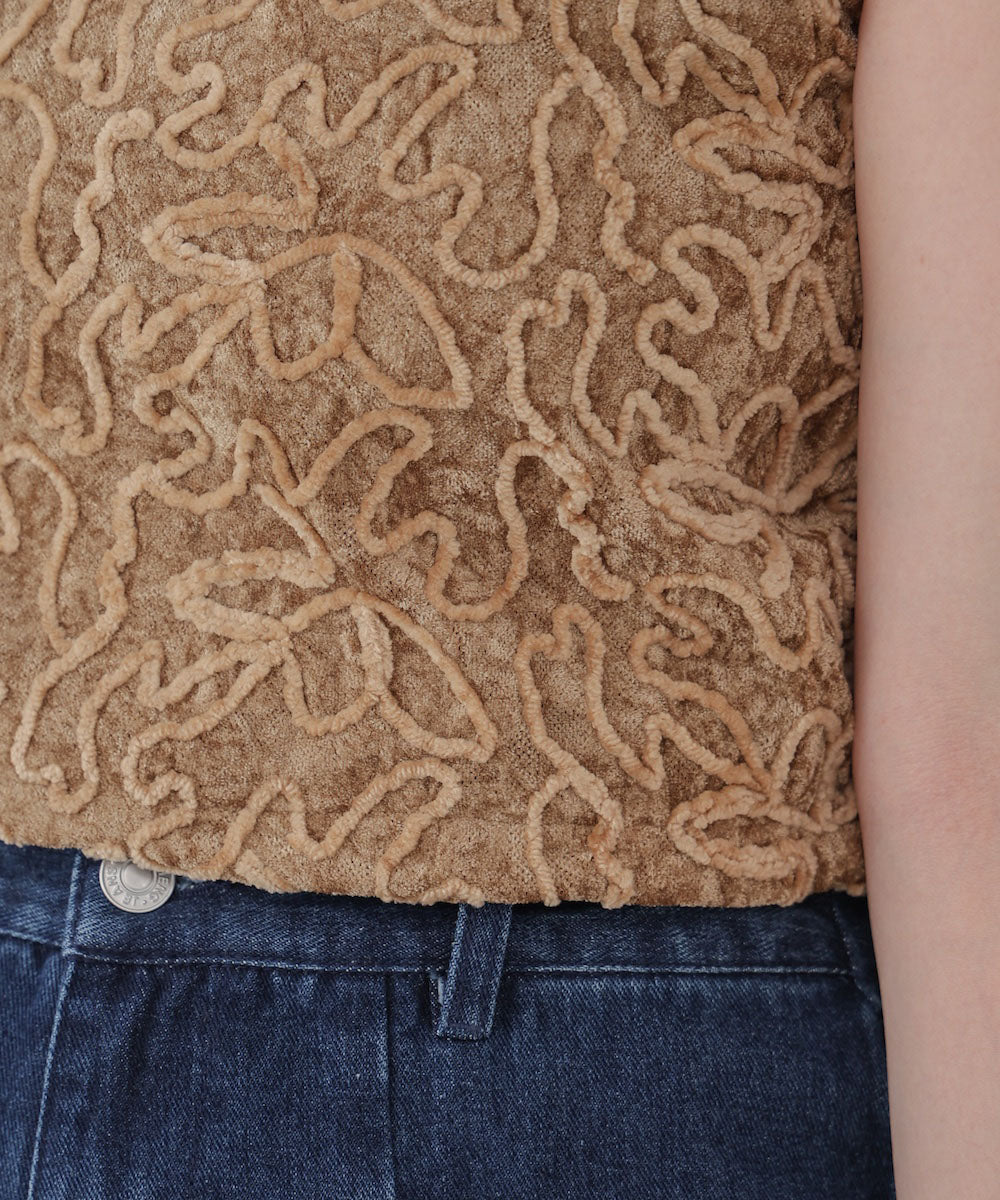 コード刺繍ベロアビスチェ