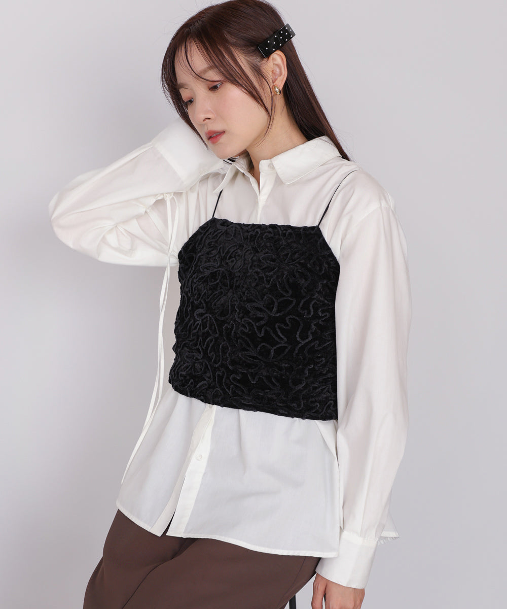 コード刺繍ベロアビスチェ