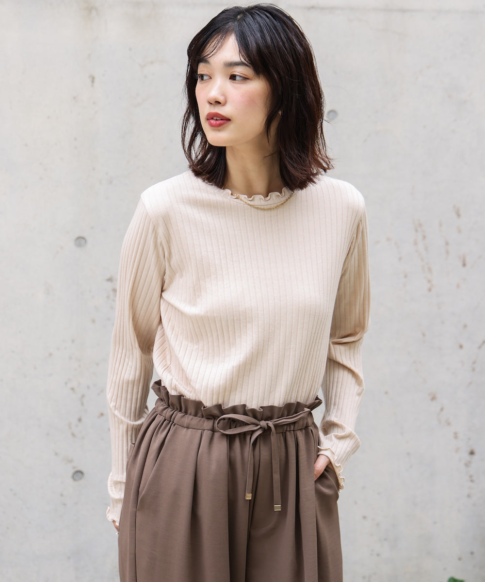 スリーブリブカットソー