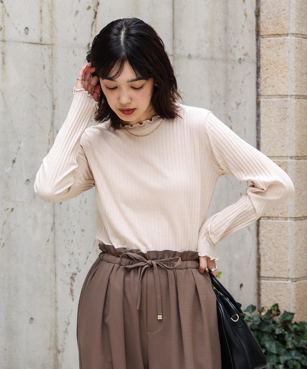 スリーブリブカットソー