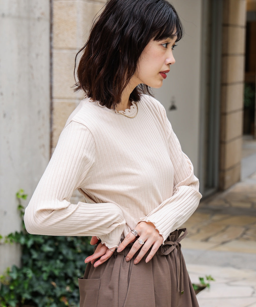 スリーブリブカットソー