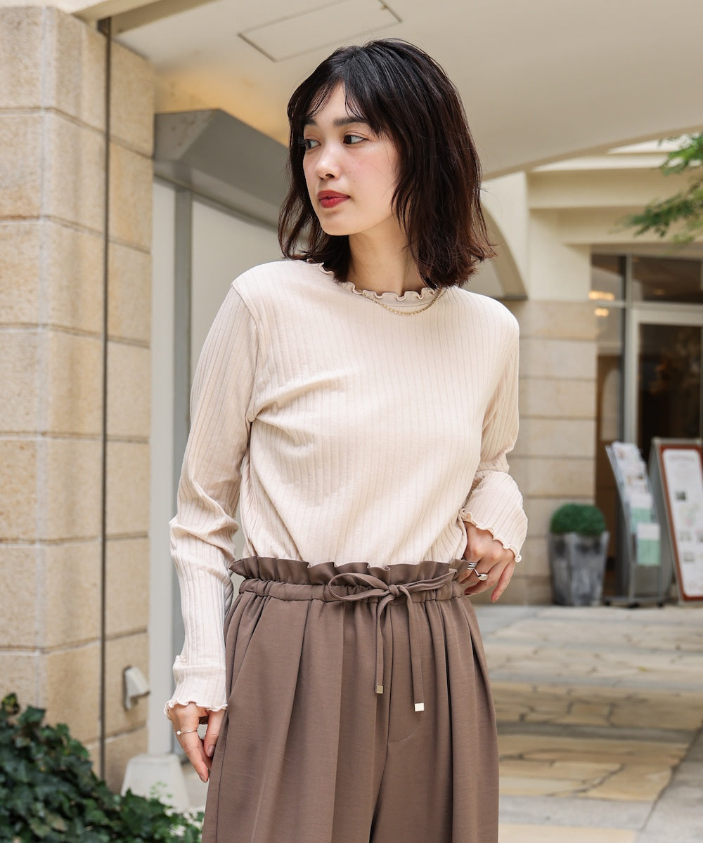 スリーブリブカットソー