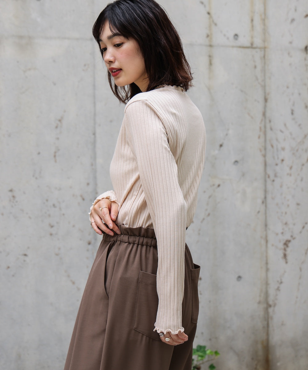 スリーブリブカットソー