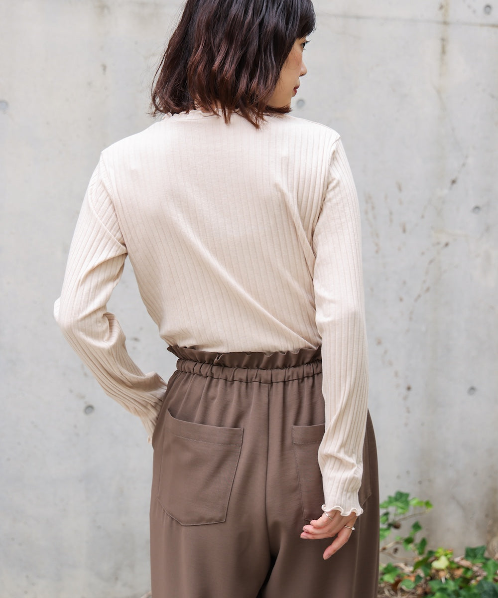 スリーブリブカットソー