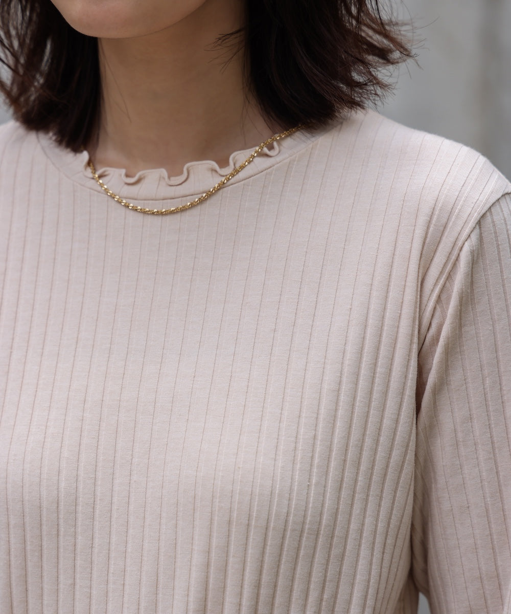 スリーブリブカットソー