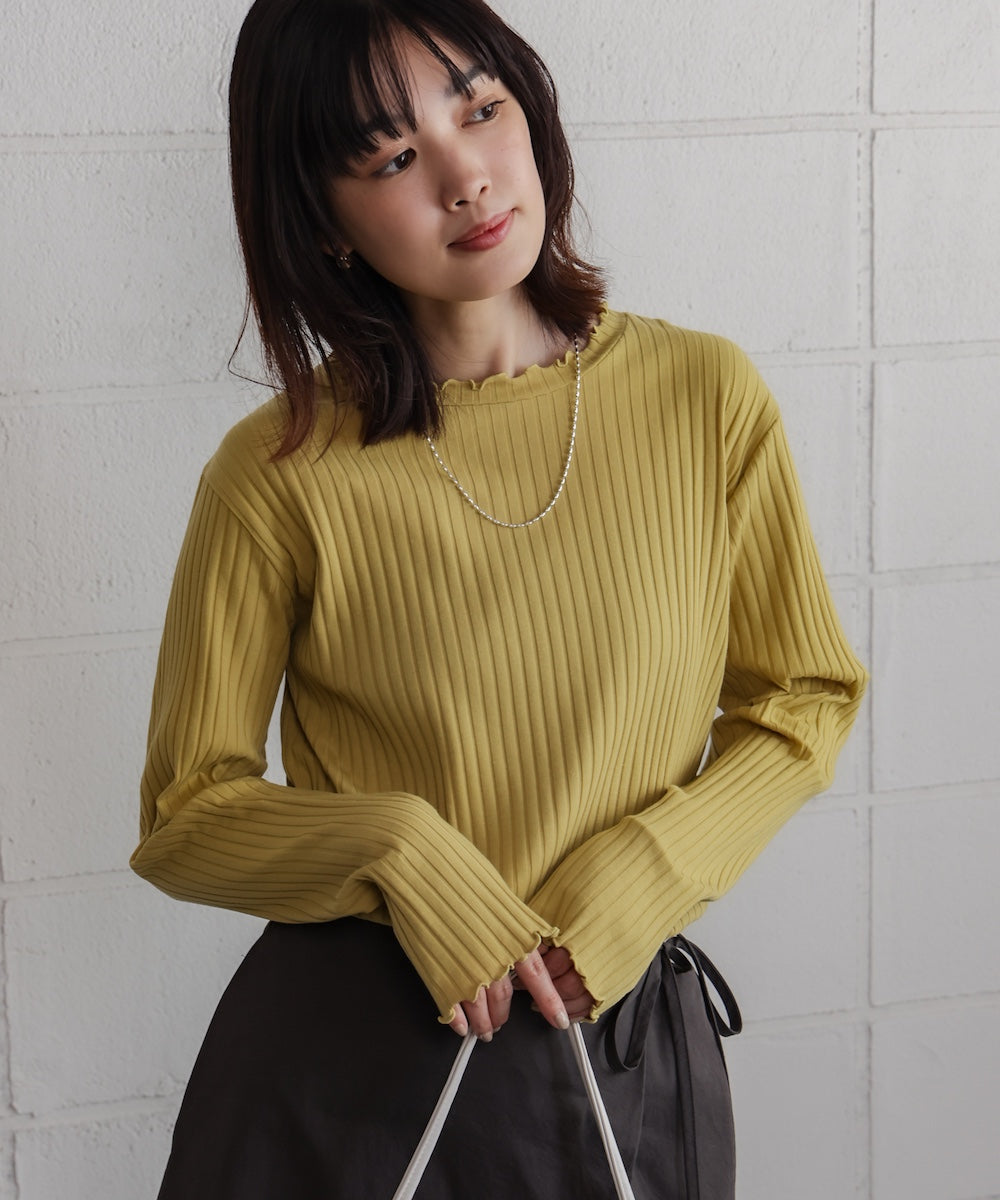 スリーブリブカットソー