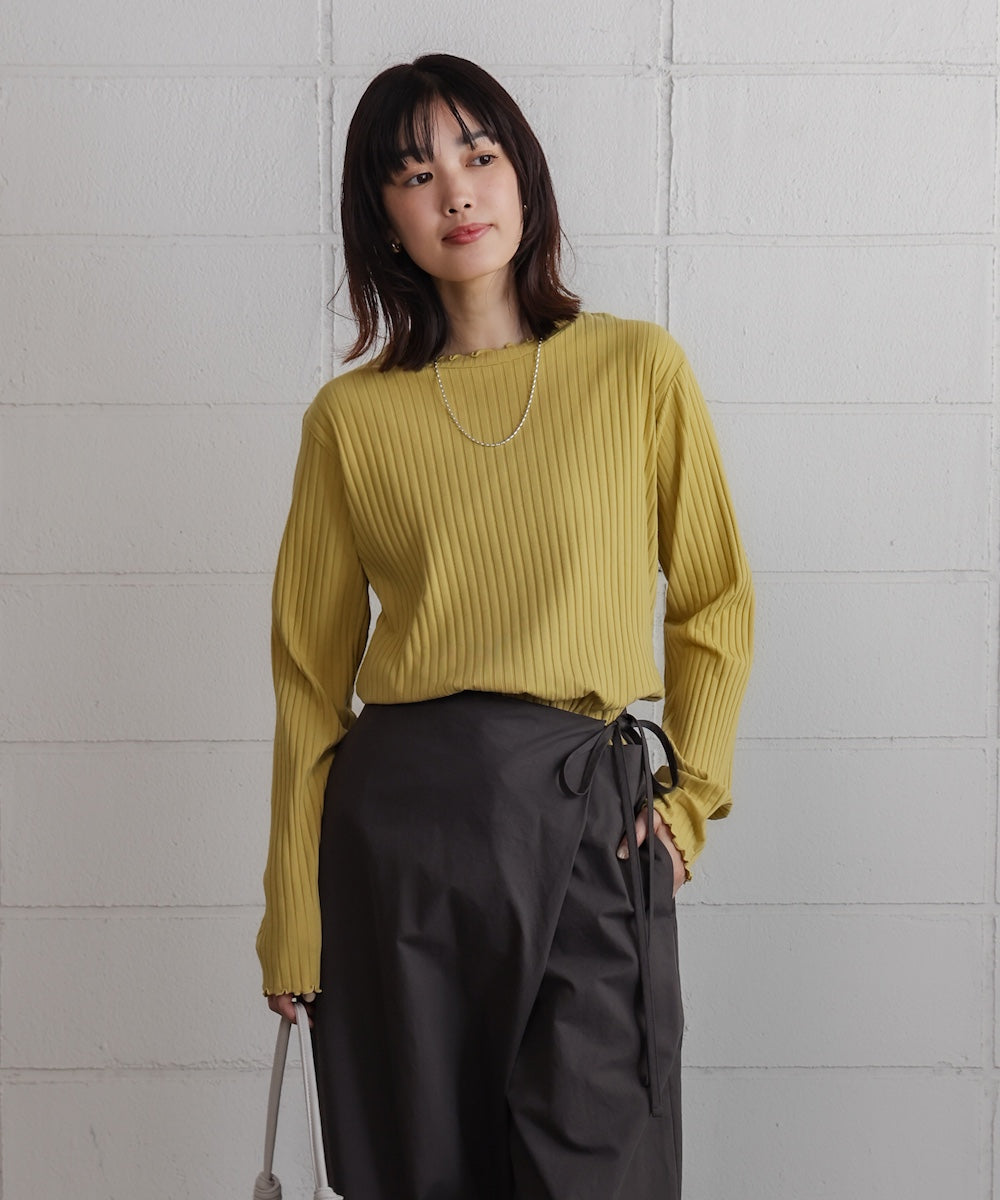 スリーブリブカットソー