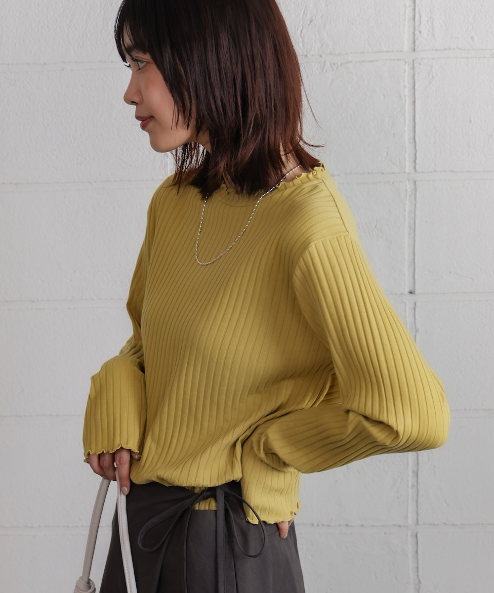 スリーブリブカットソー