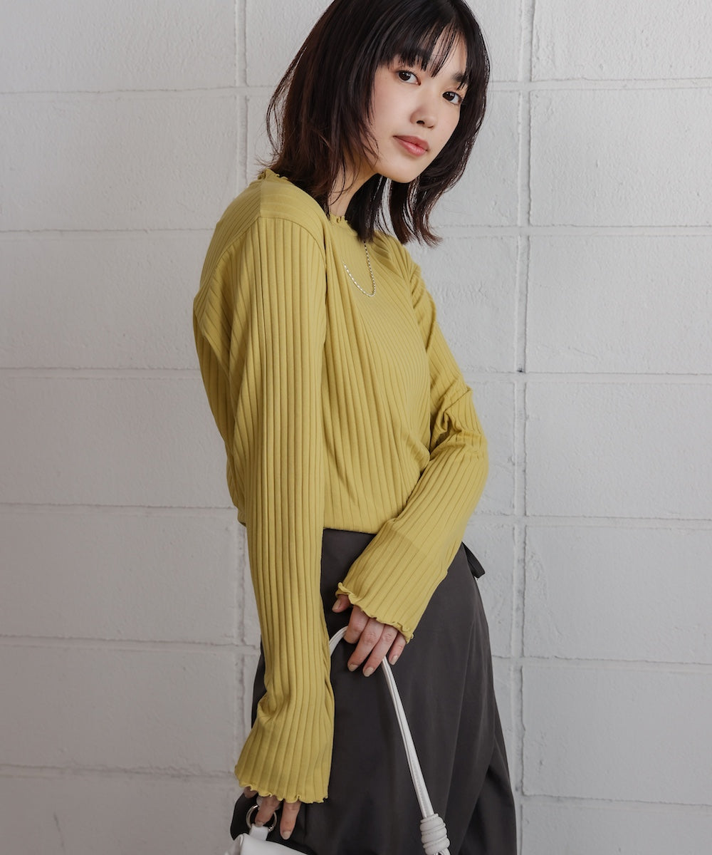 スリーブリブカットソー