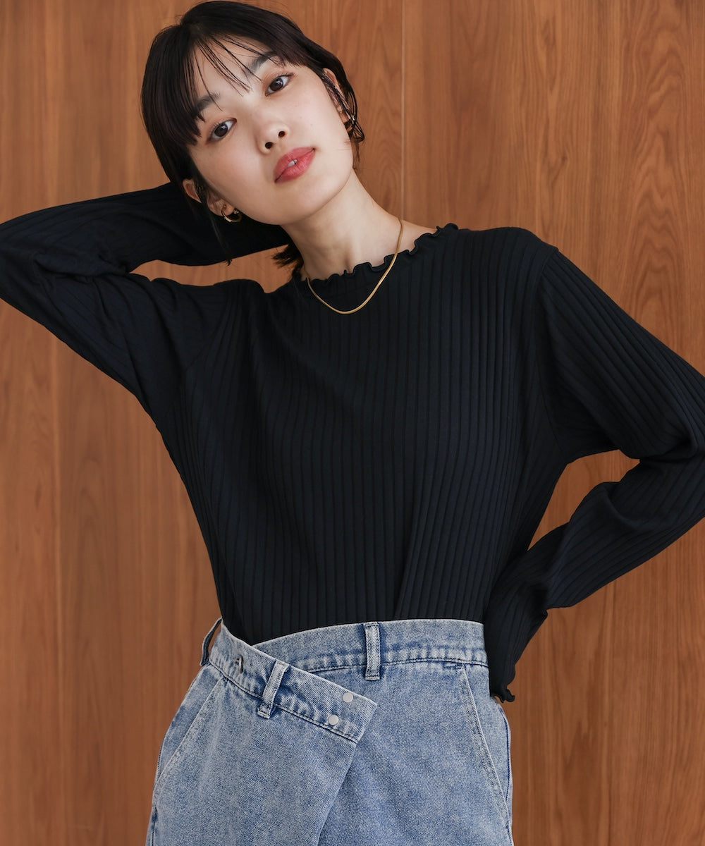 スリーブリブカットソー