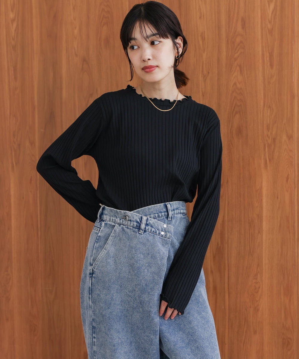 スリーブリブカットソー
