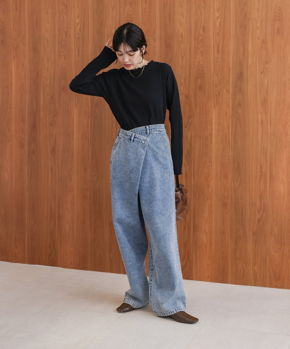 スリーブリブカットソー