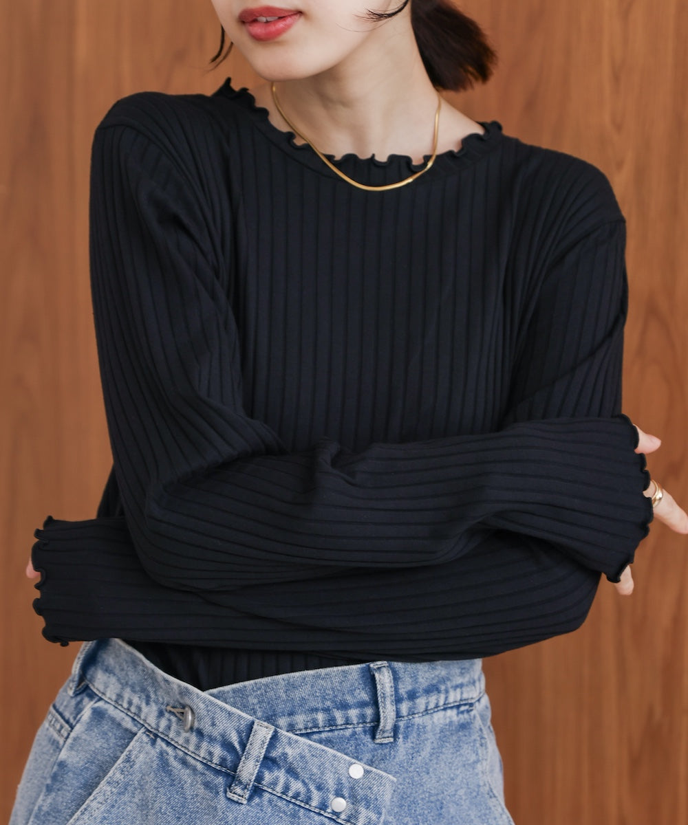スリーブリブカットソー