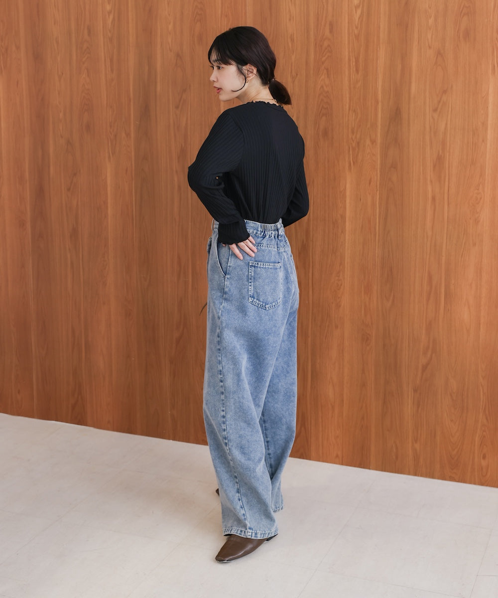 スリーブリブカットソー