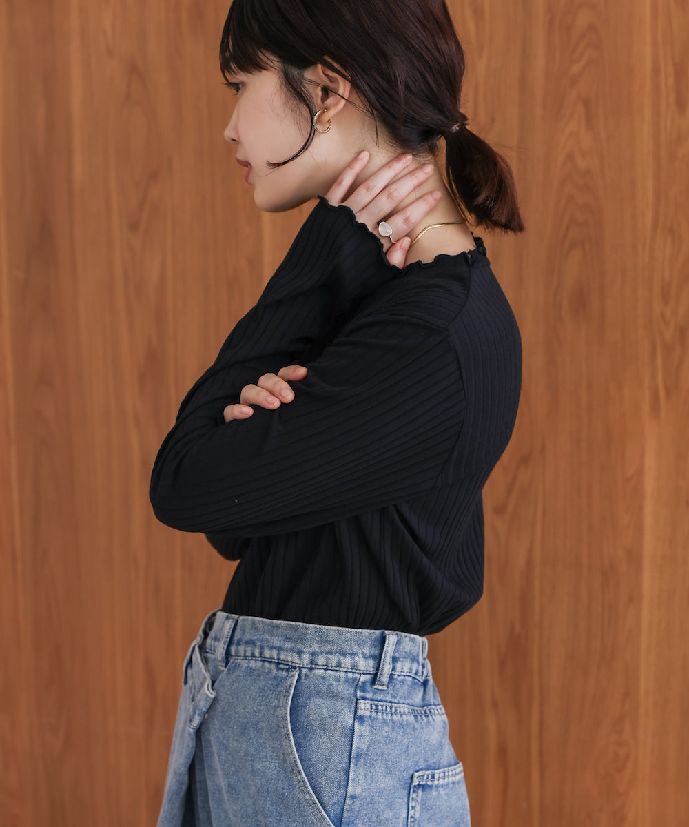 スリーブリブカットソー