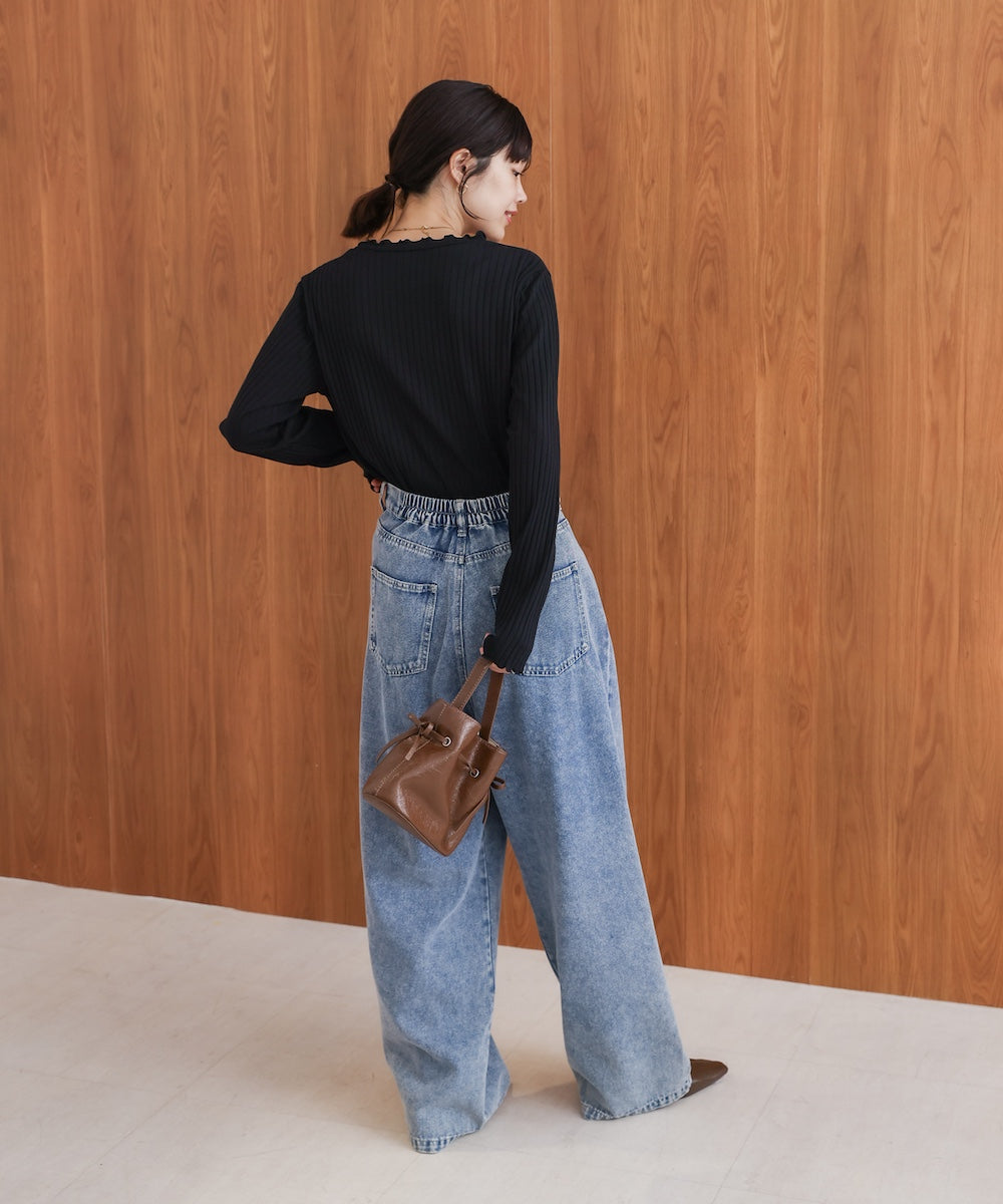 スリーブリブカットソー