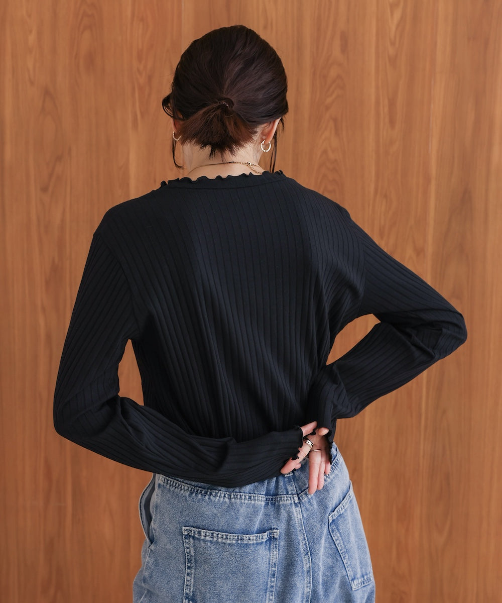 スリーブリブカットソー