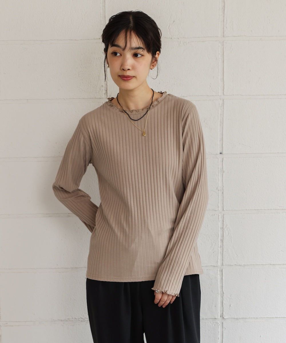 スリーブリブカットソー