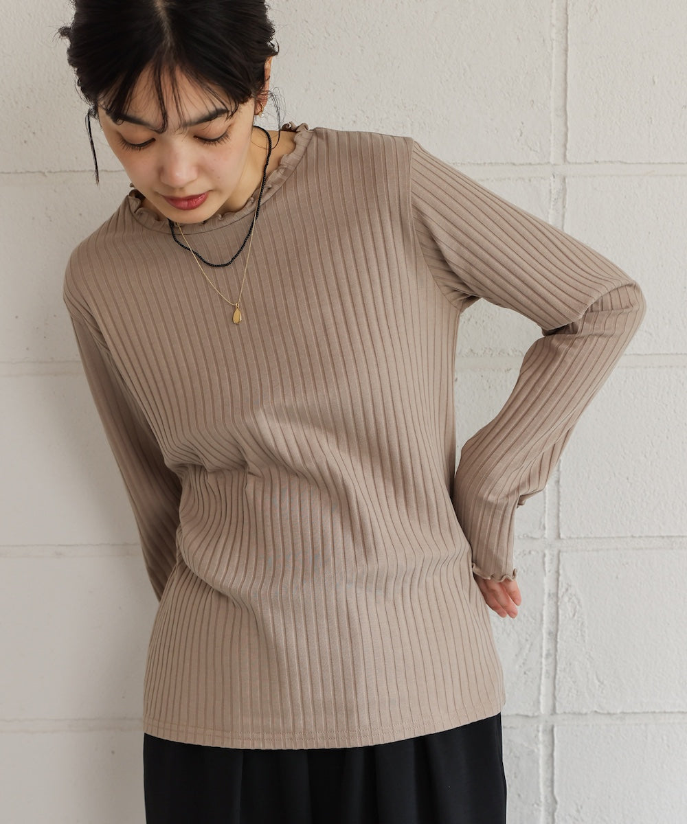 スリーブリブカットソー