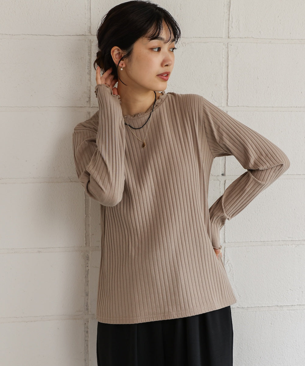 スリーブリブカットソー