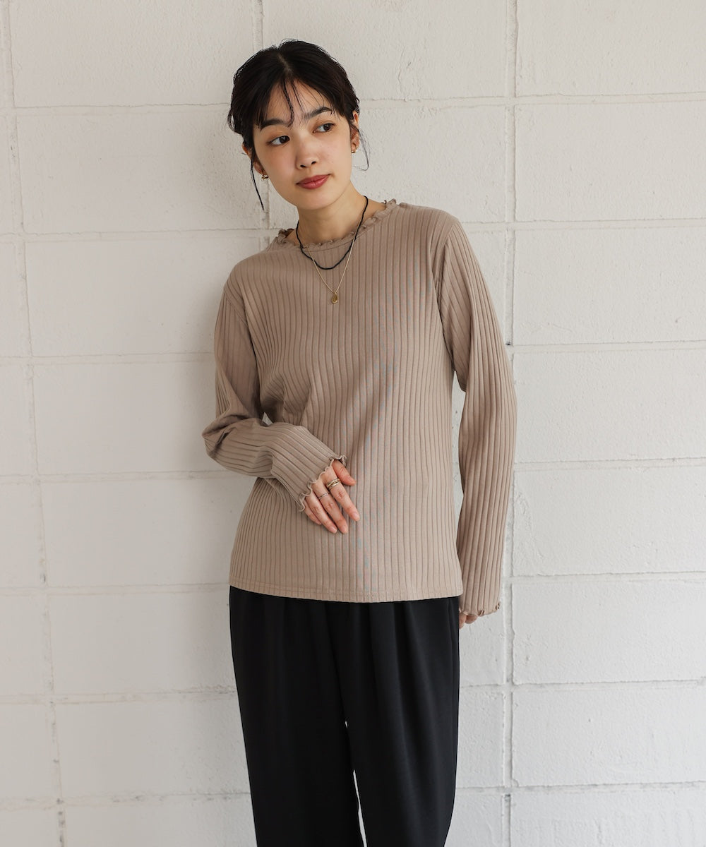 スリーブリブカットソー