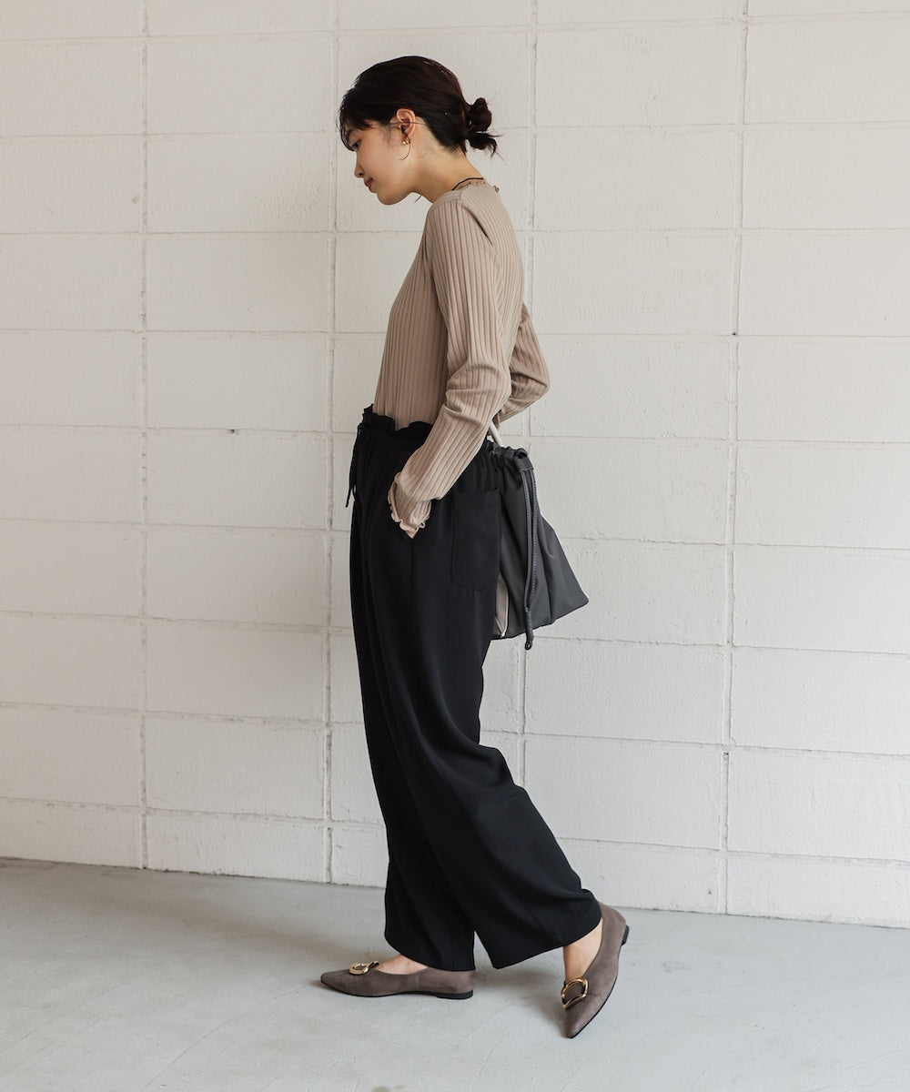 スリーブリブカットソー