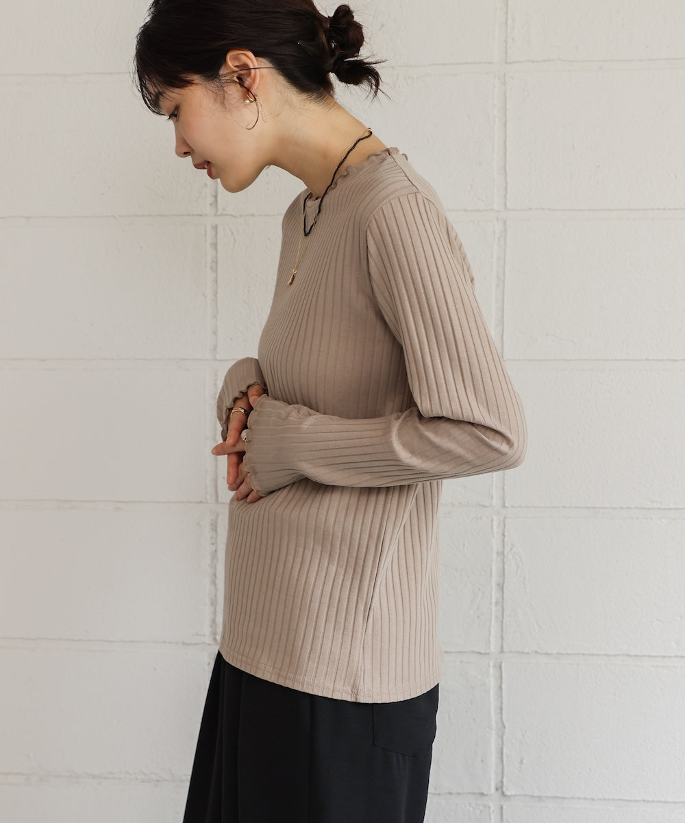 スリーブリブカットソー