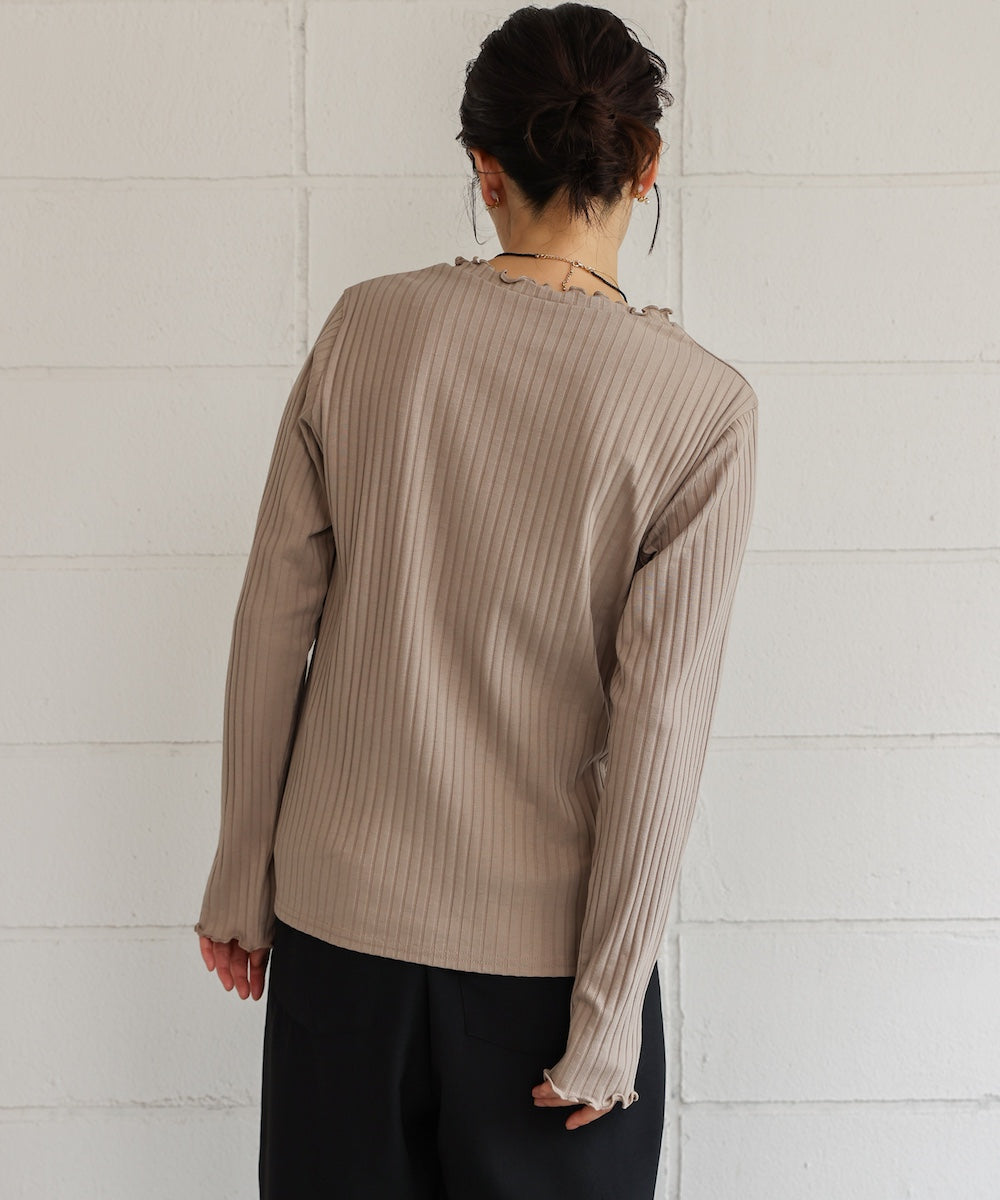 スリーブリブカットソー