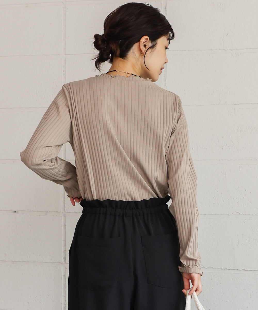 スリーブリブカットソー