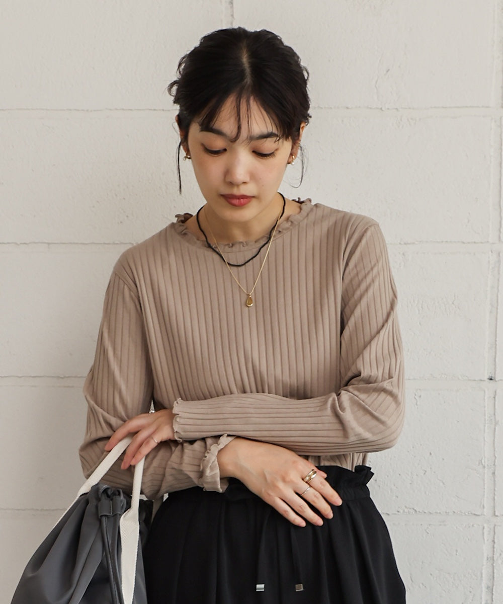 スリーブリブカットソー