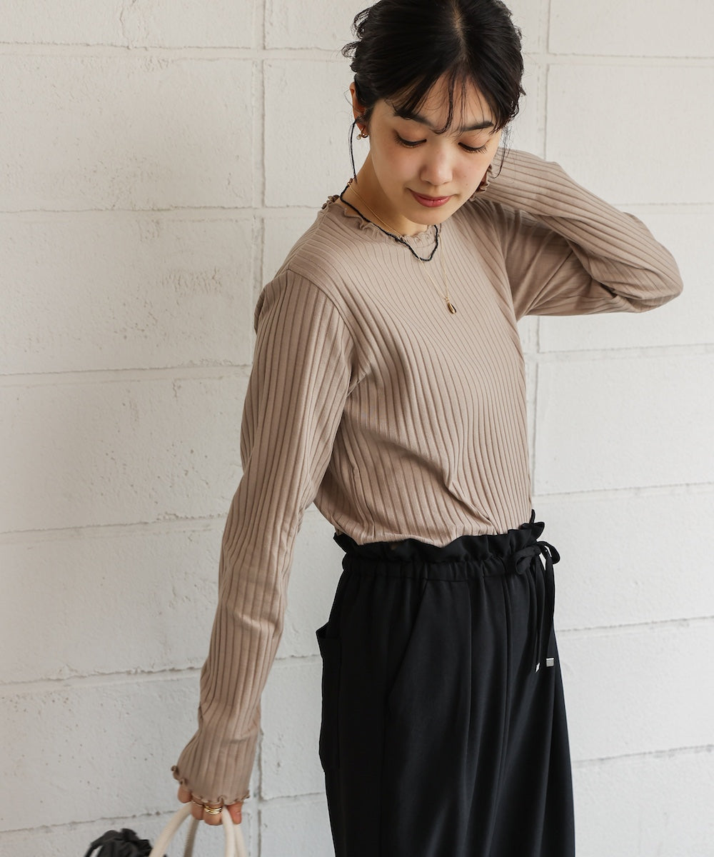 スリーブリブカットソー