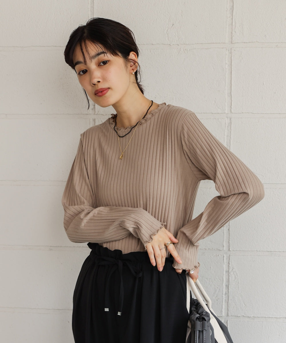 スリーブリブカットソー