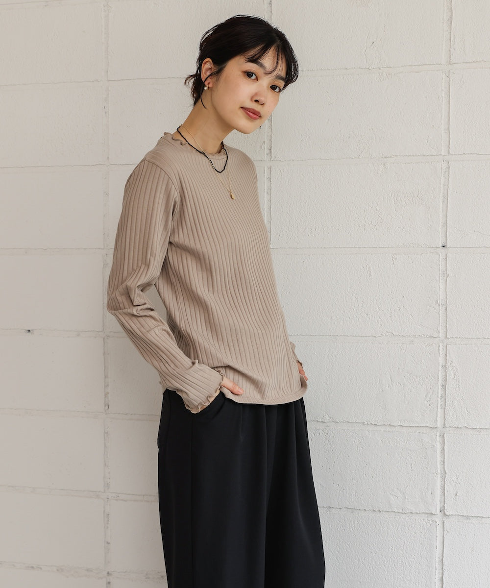 スリーブリブカットソー
