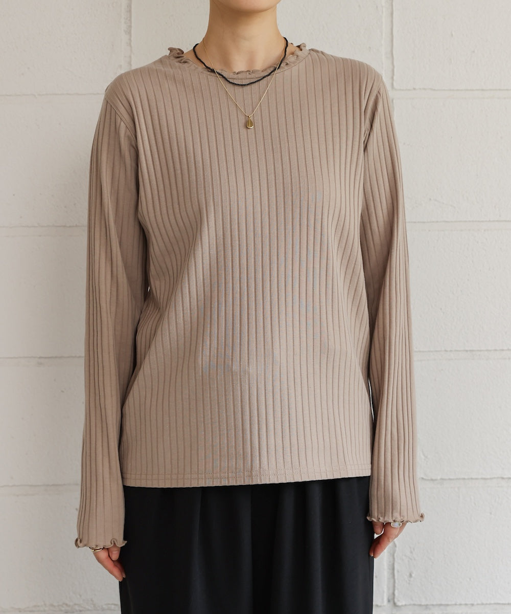 スリーブリブカットソー