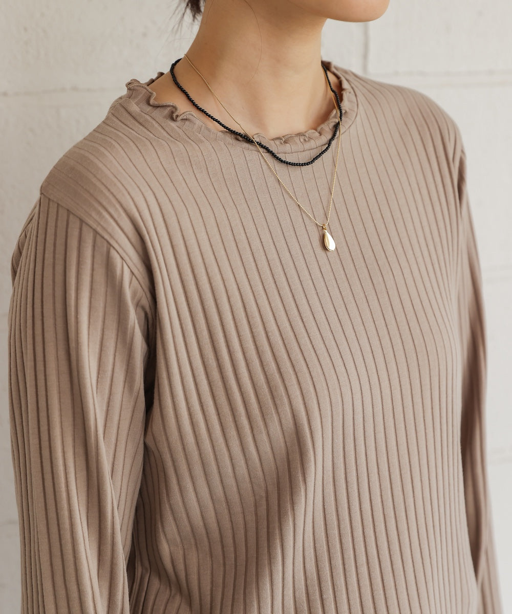 スリーブリブカットソー