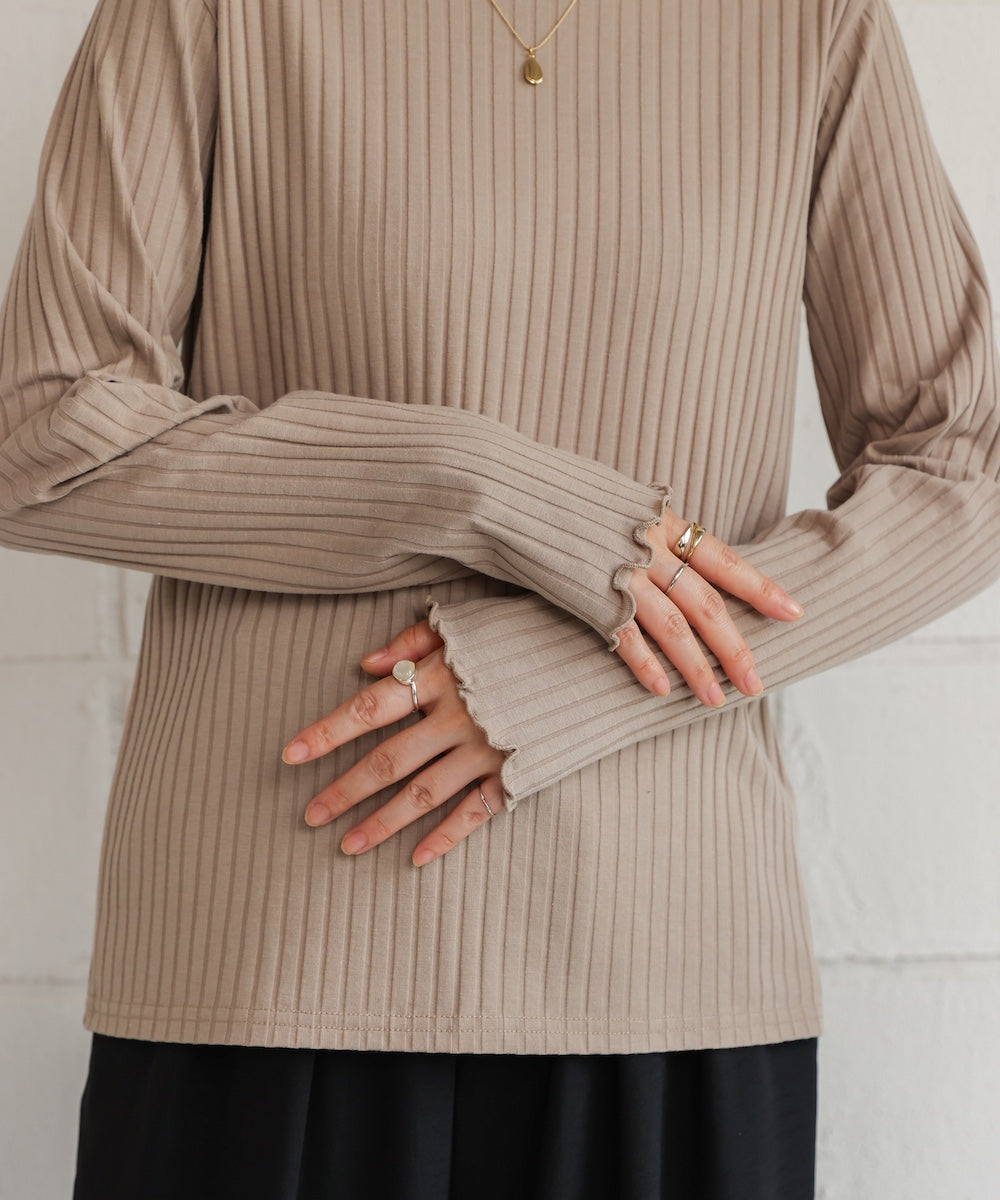 スリーブリブカットソー