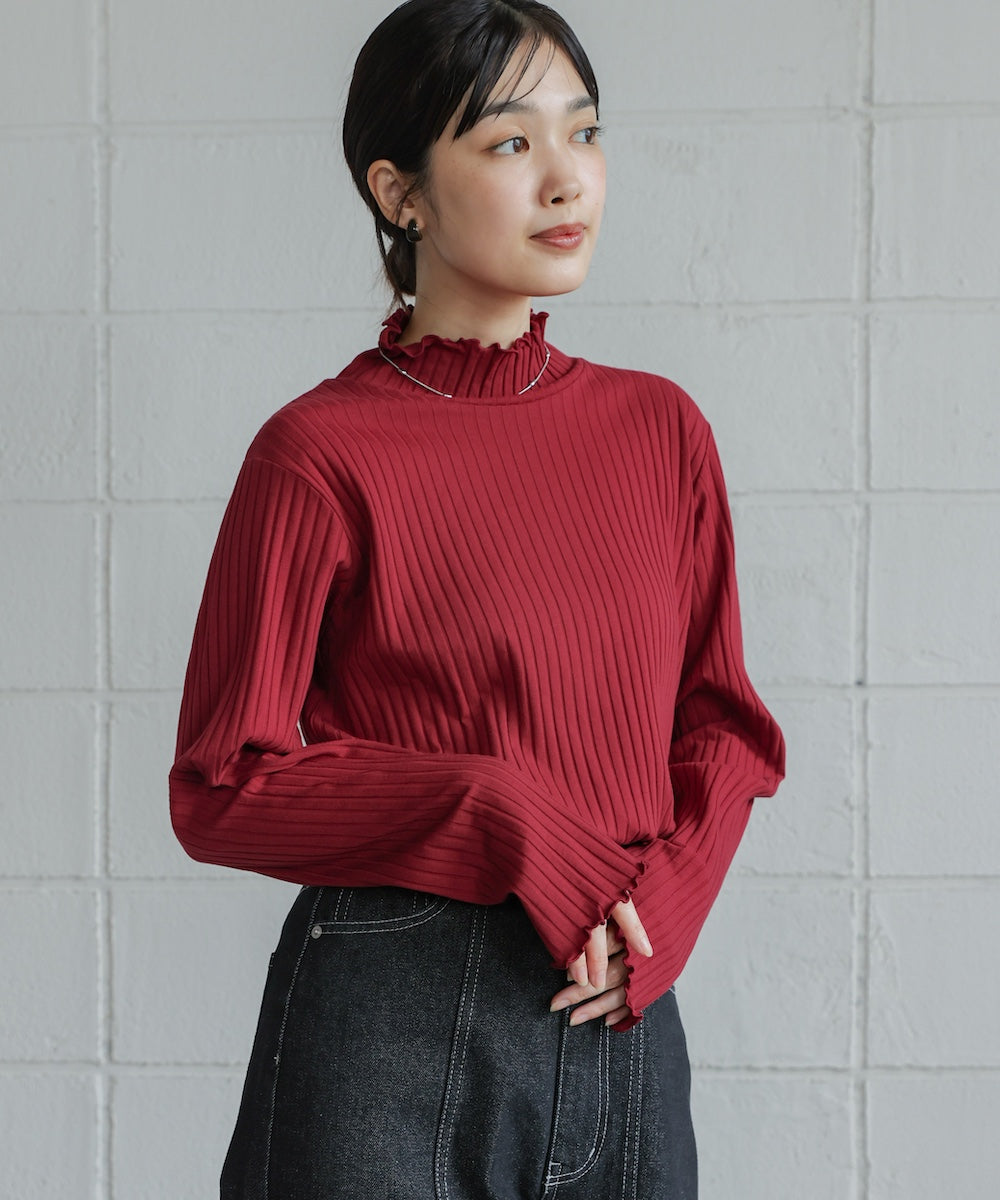 長袖タートルカットソー