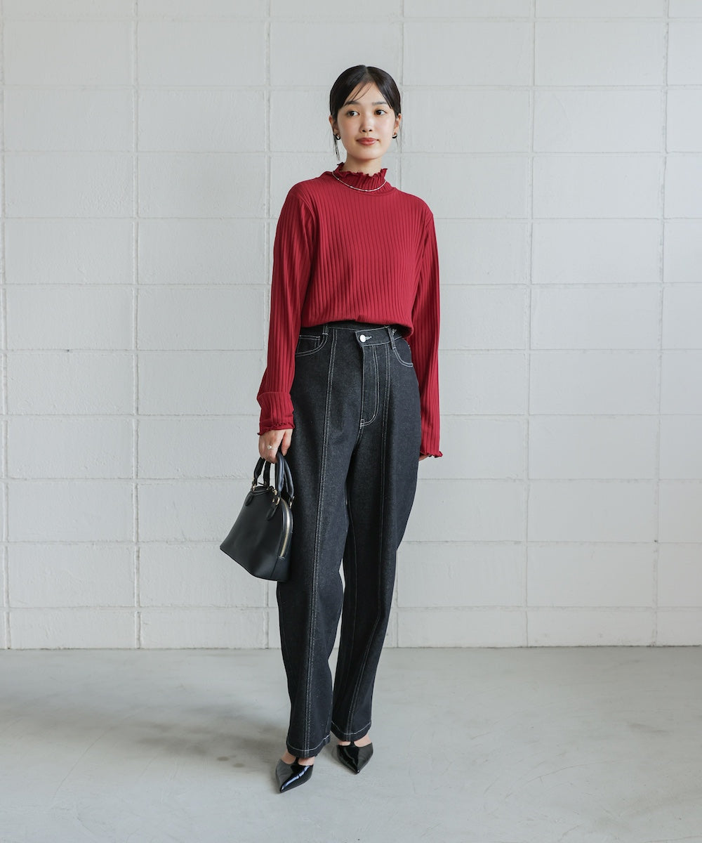 長袖タートルカットソー