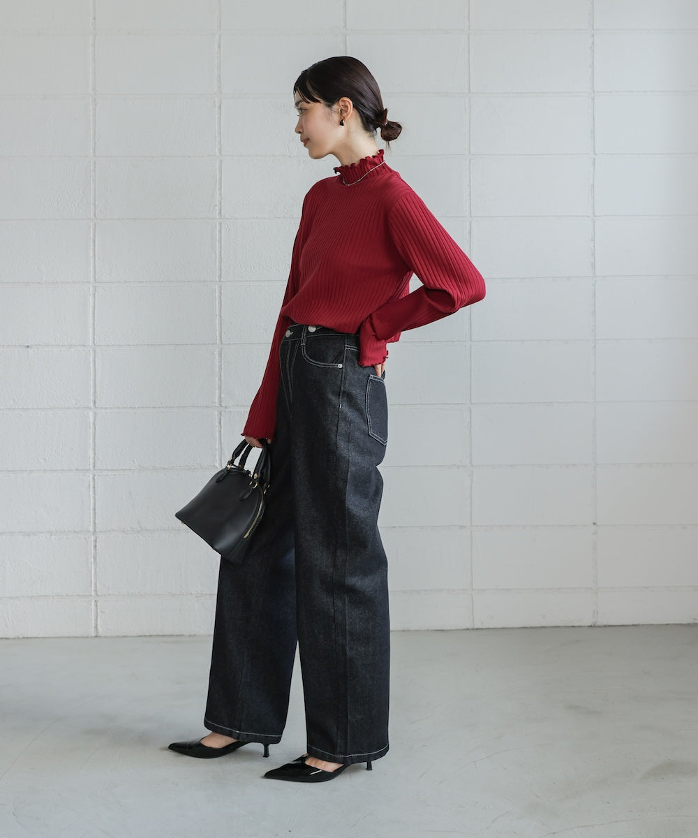 長袖タートルカットソー