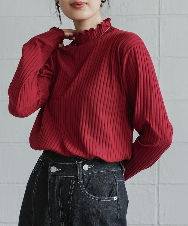 長袖タートルカットソー