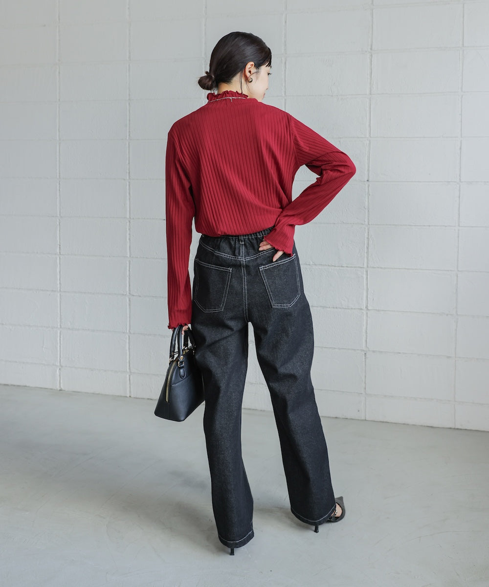 長袖タートルカットソー