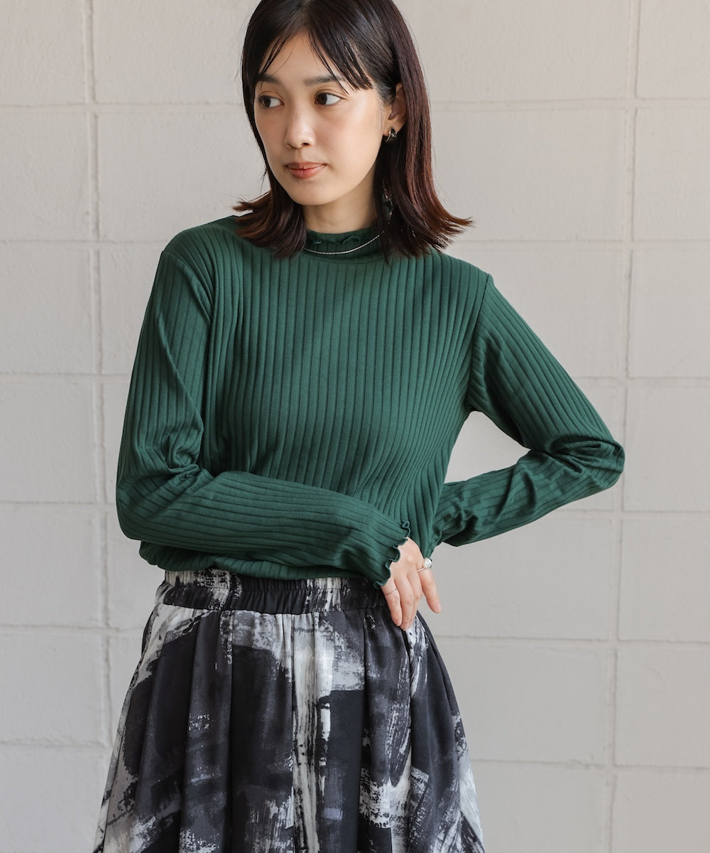 長袖タートルカットソー