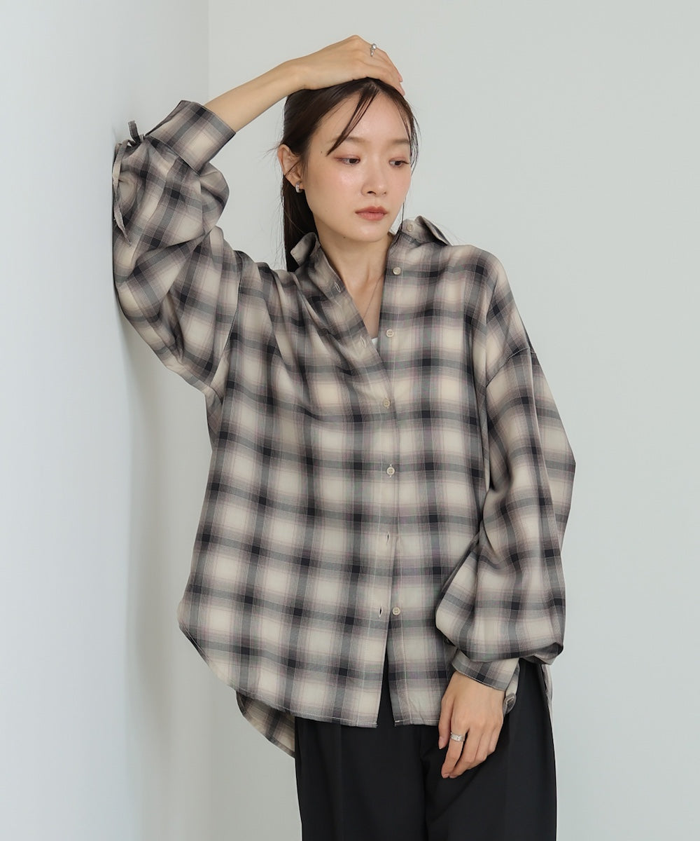 チェックバックギャザーシャツ